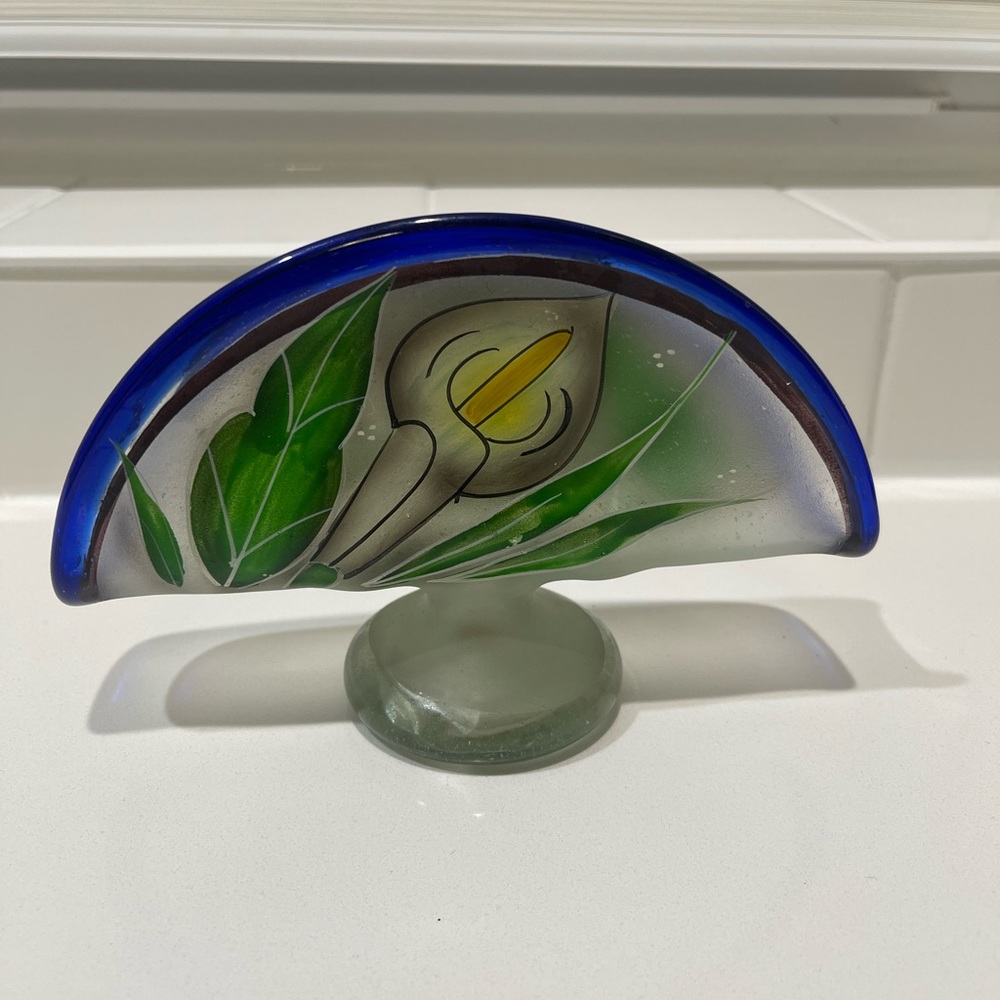 💚CLEAR GLASS FLORAL PRINT NAPKIN HOLDER💚